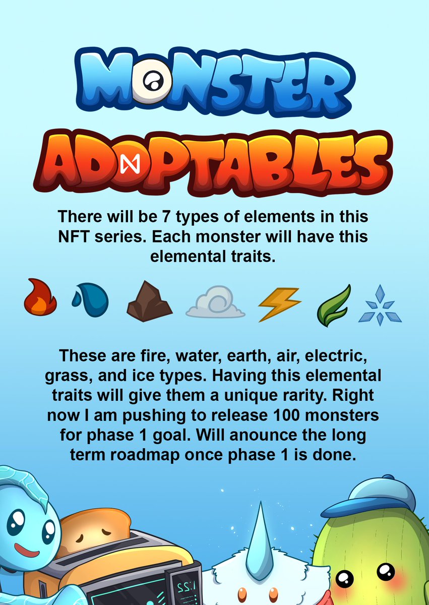 oneiro_art's tweet photo. OFFICIALLY ANNOUNCING MONSTER ADOPTABLES 
- monster adoptables are a unique hand drawn NFT series with cute and adorable designs.

for giveaways and questions, join our discord now!!
https://t.co/kNkZaR0PG9
#NFTCommunity #NFTs #nftart #NEARProtocol #NFTs https://t.co/axX1yEYMEs