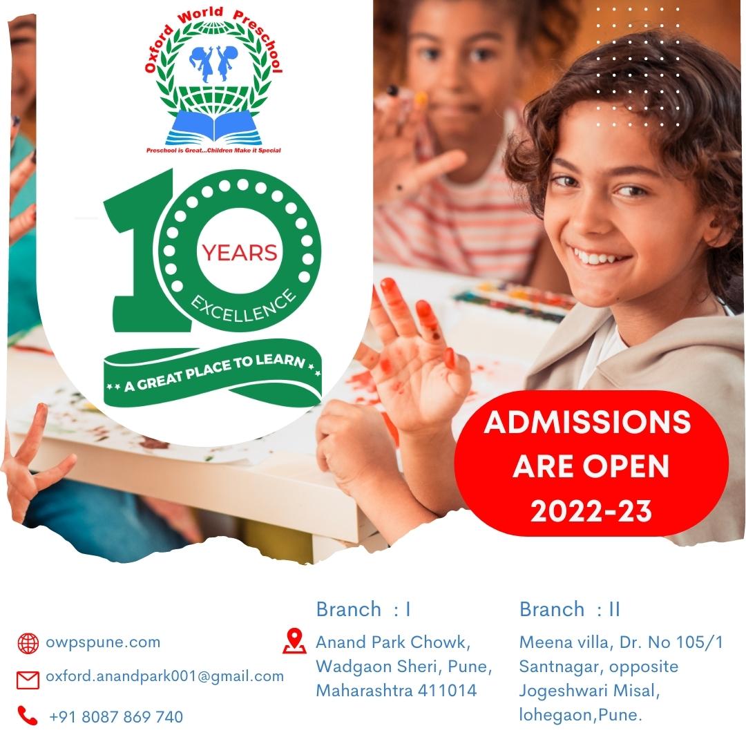 oxfordword's tweet photo. Oxford World Preschool in Lohegaon is the Best  Preschool for knowledge and growth. we have 10 years of excellence in preschool.

#owpspune #lohegaon #knowledge #schools #experience #preschoolactivities #activities https://t.co/Gcm3iXplV2