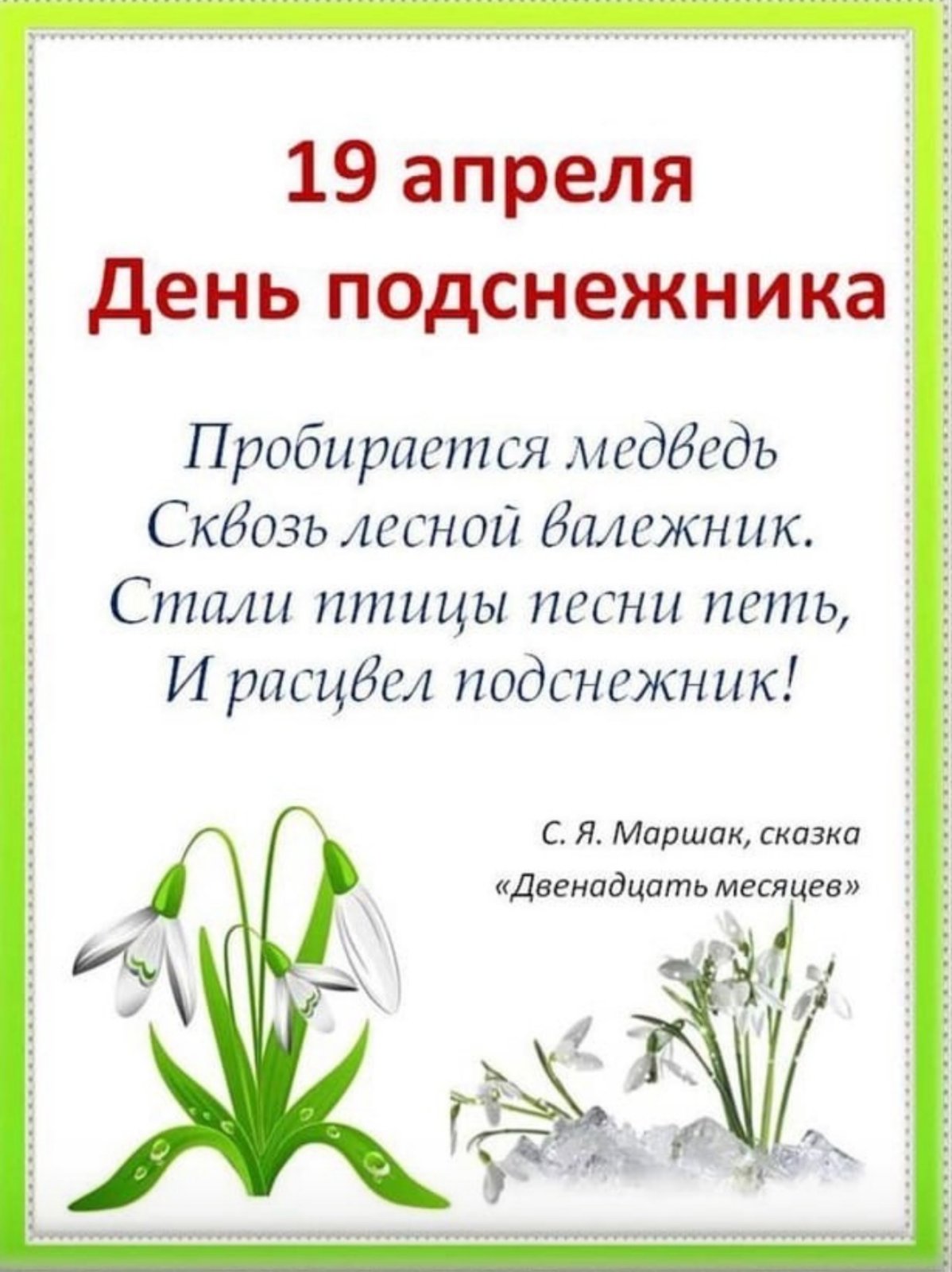 19 Апреля день подснежника