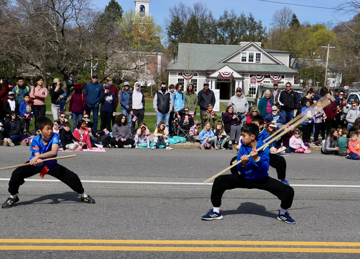 CALex_MA's tweet photo. CALex &amp; LexYouth group for Patriots' Day Parade: lion dance, golden dragons, martial arts, and excellent cultural instrument play by @YazhiGuo and his students, Sophia Shao and Jake Ma. Big thanks to all performers, volunteers and participants! https://t.co/9oxGAzyYj5