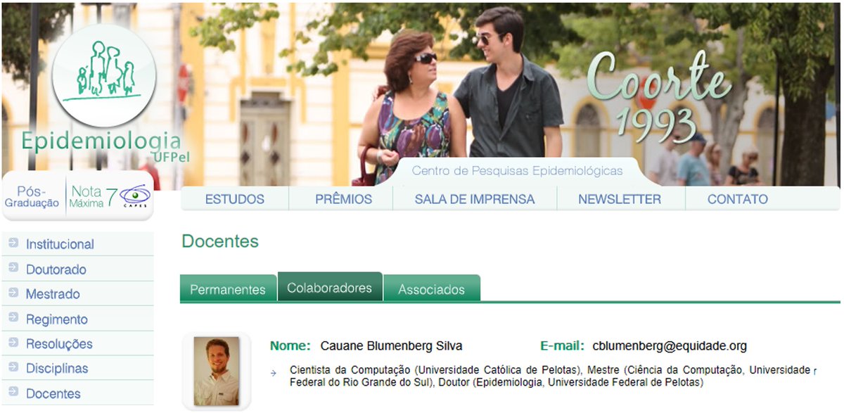 Cauane Blumenberg (@cauanebs) on Twitter photo Quem diria... 11 anos depois de ter ingressado no #PPGEpi da <a href="/UFPel/">Universidade Federal de Pelotas</a> como desenvolvedor (o menino dos tablets), agora fui credenciado como professor colaborador do programa.
Só agradecer a todas as pessoas que contribuíram para que eu chegasse até aqui! Quem diria... 11 anos depois de ter ingressado no #PPGEpi da <a href="/UFPel/">Universidade Federal de Pelotas</a> como desenvolvedor (o menino dos tablets), agora fui credenciado como professor colaborador do programa.
Só agradecer a todas as pessoas que contribuíram para que eu chegasse até aqui!