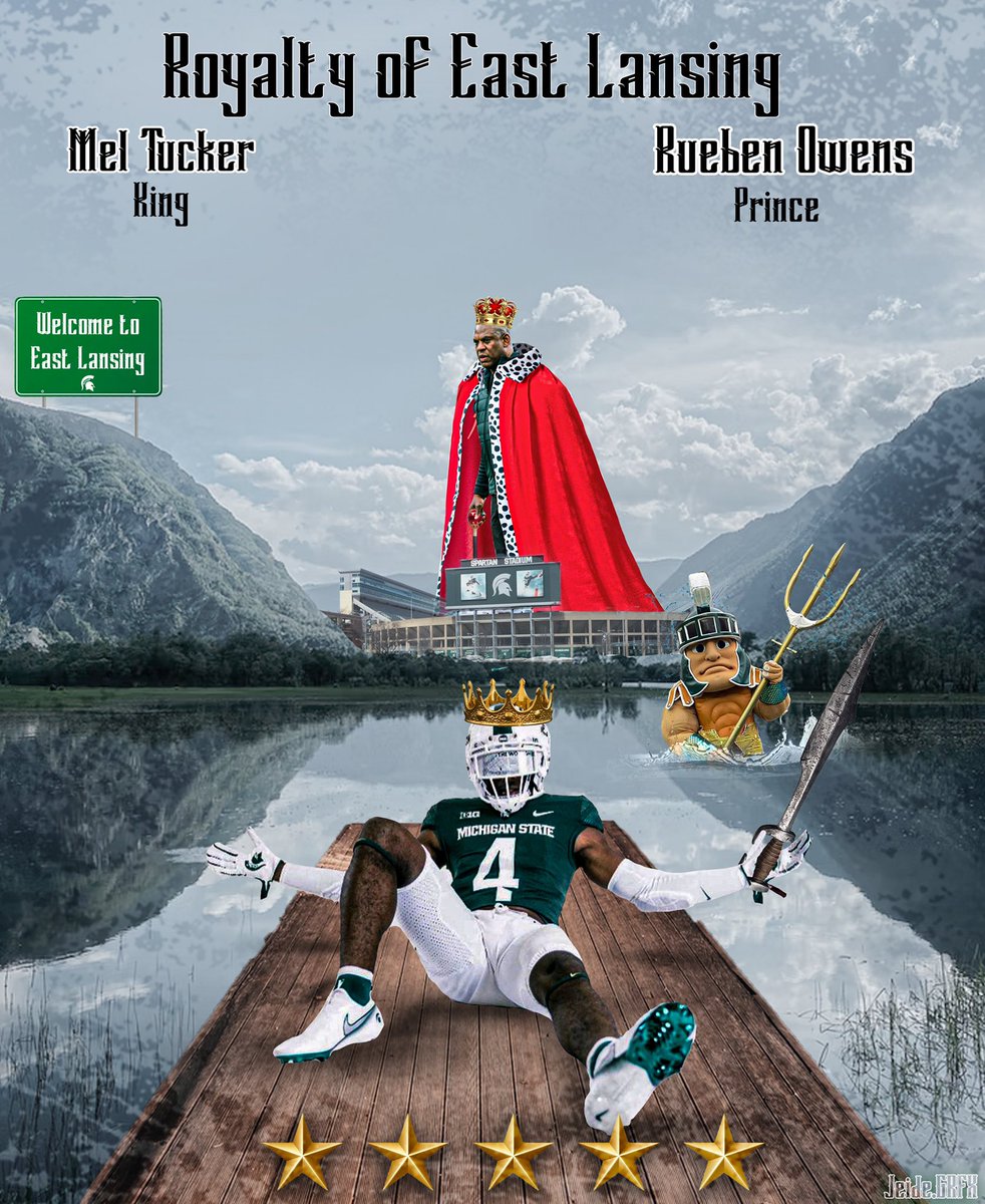 JeideGrfx's tweet photo. “Coach Tucker is the king of East Lansing,” Owens said. “I can see myself as the prince of East Lansing!”
•
#MSU #MichiganState #GoGreen #sparty #tuckcomin #royalty #eastlansing #football #GraphicDesign #GraphicDesigner https://t.co/8ZzRJPbSvJ