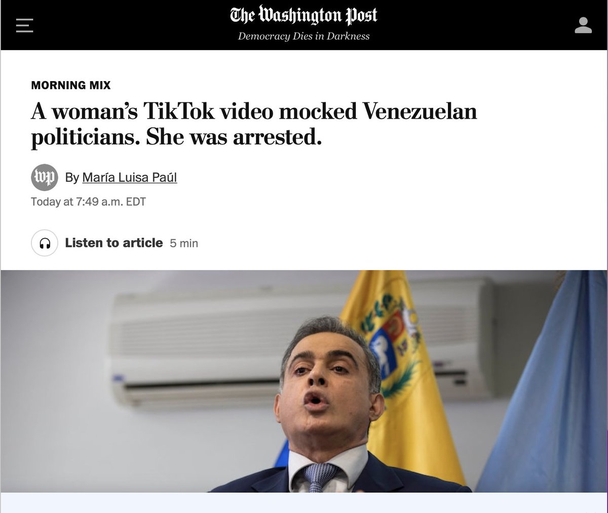 Naky's tweet photo. Los videos de Olga https://t.co/I4MjVdG2Q1
-entre el video satírico de las arepas con nombres de funcionarios y el de ‘disculpas’ hay una importante lección de censura-
#PoderDelEstado
#ResumenMartes https://t.co/NidLZ4VZqh