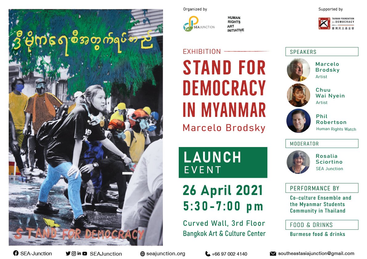 If you're in #Bangkok on 26 April, come join the opening of Stand for Democracy in #Myanmar at the BACC, see all the details below about this amazing art exhibition &amp; event!👇

#WhatsHappeninginThailand 
#WhatsHappeninginMyanmar