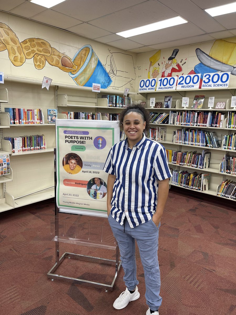 YoungMiddleHCPS's tweet photo. April is poetry month. Thank you Giddy Perez for your presentation today! #slampoetry #poetswithpurpose @HillsboroughSch @HCPSTitle1 @hubofschool https://t.co/9pxpmkllaV