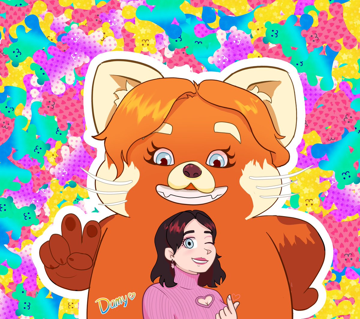 DamyLD7's tweet photo. 💍🍭Ya, ya ultima, lo prometo. 🐼🧡 Diremos que es un panda rojo kpoper, o como se escriba, se que le gusta el kpop, dejemoslo así.💖🎤✨
#TurningRed #pixar #redsona #dibujo #dibujodigital #digital https://t.co/AHp6t86AZE