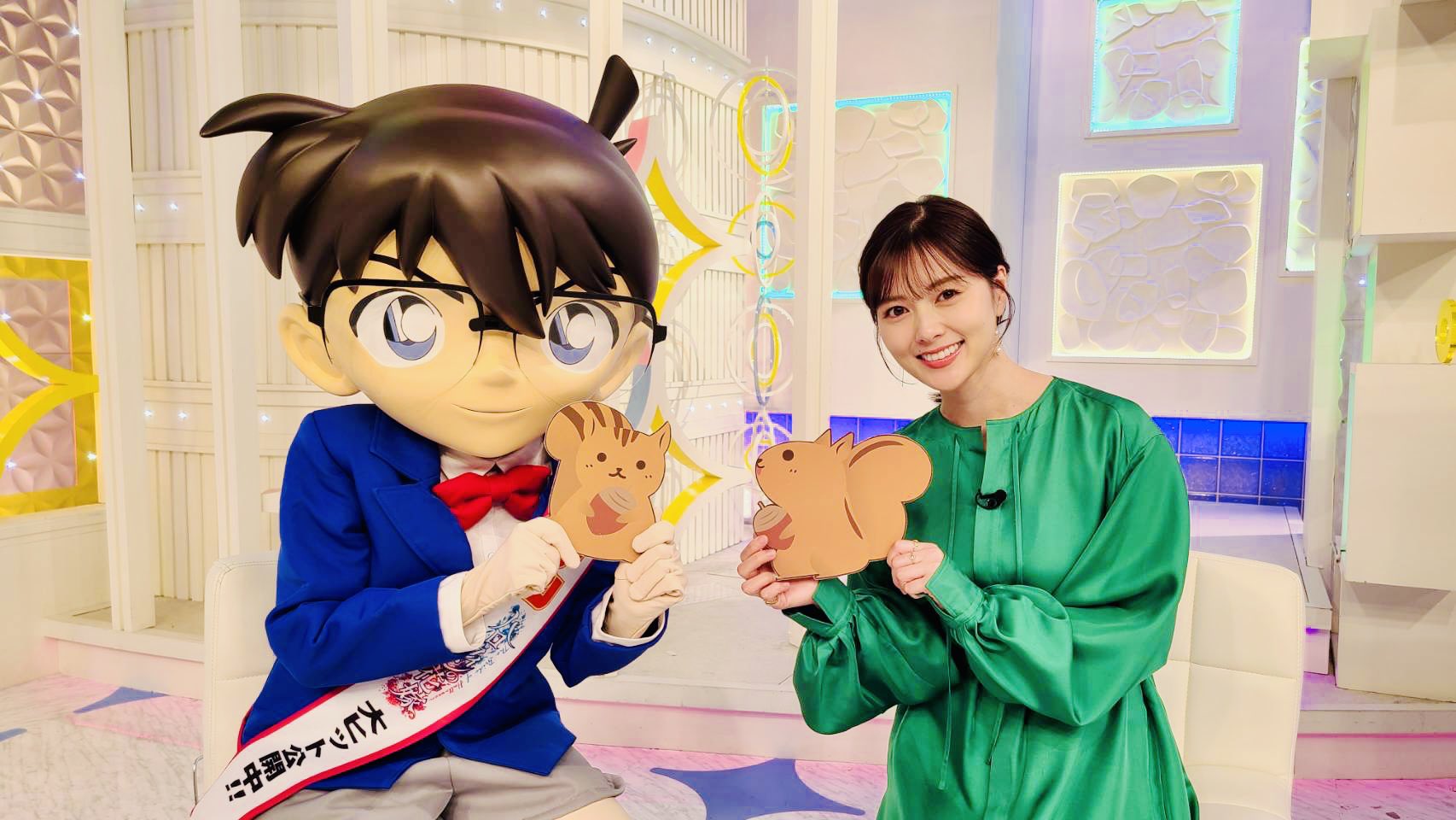 スッキリ 日本テレビ コナン君 と 白石麻衣 さんが クイズッス に来てくれました 難問の 瀧廉太郎クイズ に見事大正解だったコナン君 さすが名探偵です 真実はいつもひとつ 劇場版 名探偵コナン ハロウィンの花嫁 公開中です