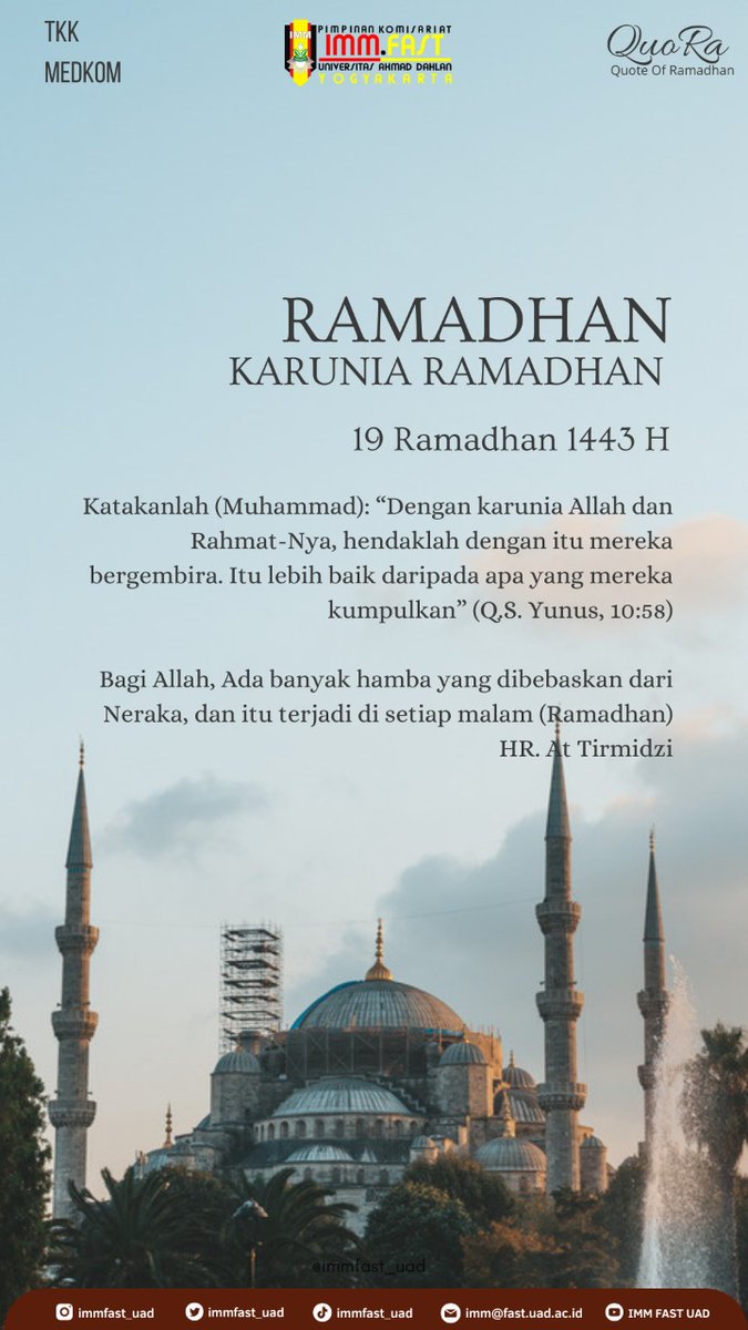 Immfast_uad's tweet photo. Quotes Of Ramadhan
Day 19

Karunia Ramadhan
----------------------------- https://t.co/fWZFJ46L5X