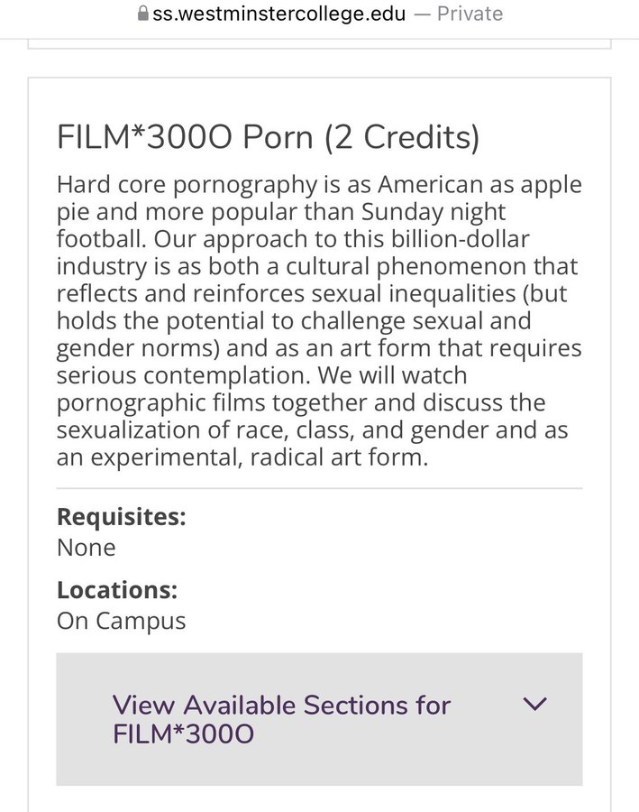 709px x 900px - This US college offers a pornography class where students 'will watch  pornographic films together'