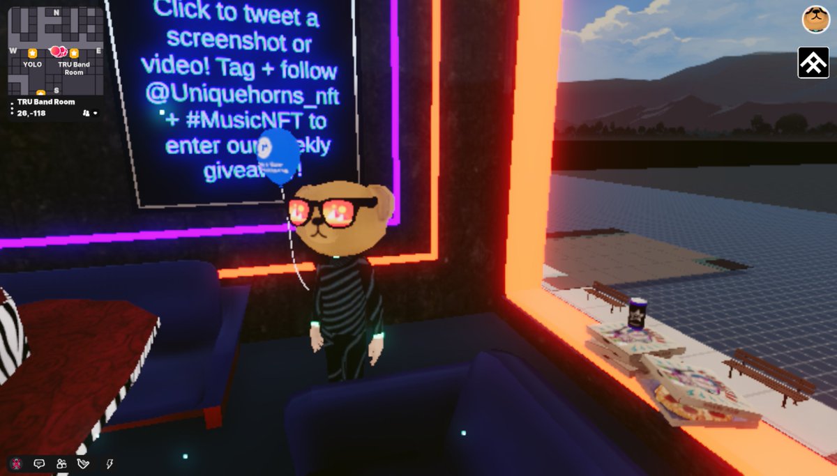 decap_eth's tweet image. Rocking in the @Uniquehorns_nft TRU band room in @decentraland! #RockWithTRUs #MusicNFT