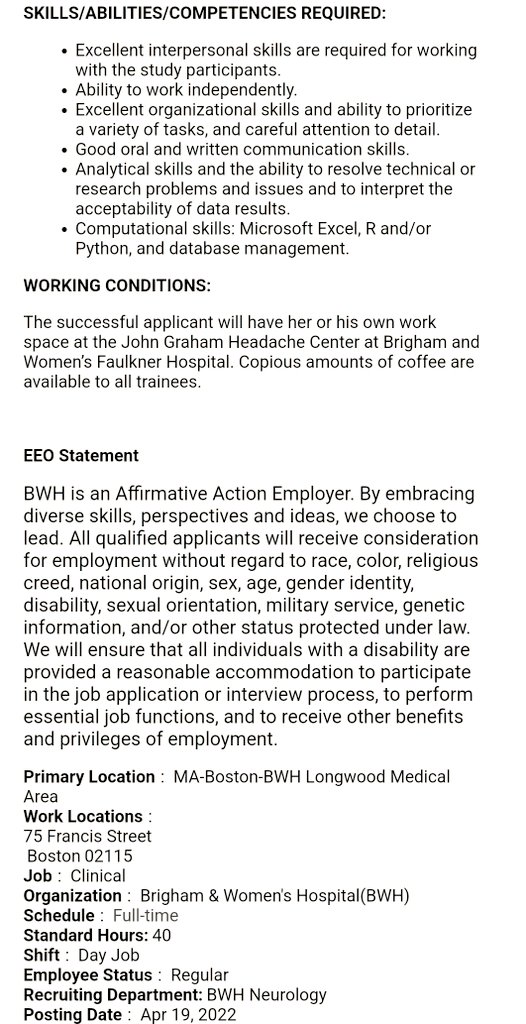 Adil Sarvar Mohammed (@adilsarvar) on Twitter photo Neurology research position available at Brigham and Women's Hospital, Harvard University. Interested members can apply. <a href="/Inside_TheMatch/">Inside The Match</a> Neurology research position available at Brigham and Women's Hospital, Harvard University. Interested members can apply. <a href="/Inside_TheMatch/">Inside The Match</a>