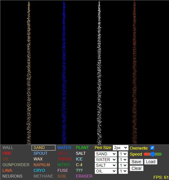 BoredhumansAI's tweet photo. The original falling sand game was created in 2005 and various versions were wildly popular online for a few years. They soon disappeared from mainstream culture, partially because they were programmed in Java Applets or Flash, both of which were something most browsers and mobi https://t.co/4GgrvN2YVR