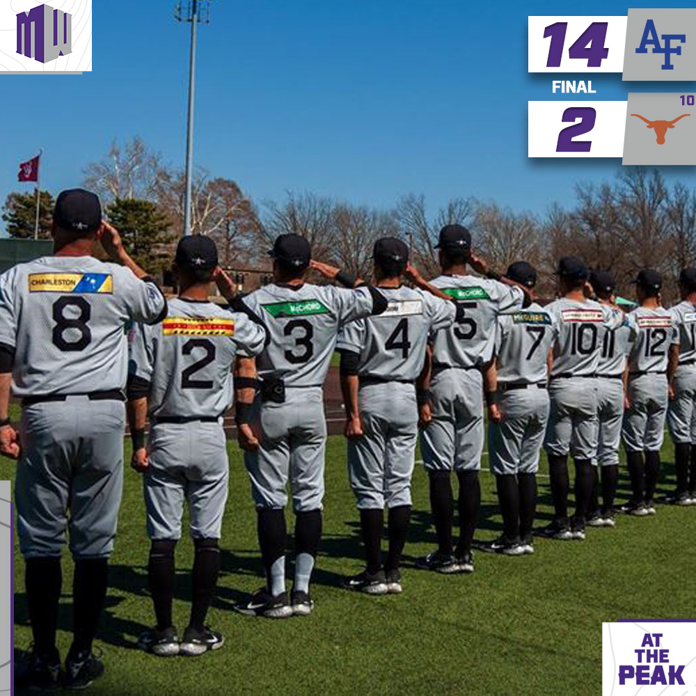 Win on the road ✔️
Win against a top 10 team ✔️

<a href="/AF_Baseball/">Air Force Baseball</a> defeats No. 10 Texas, 14-2, on the road!

#AtThePeak | #MWBSB | #FlyFightWin⚡️