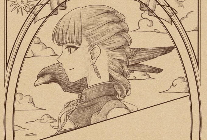 鳥とのバランスなんとかなったっぽい🥳
今回もフレーム付き横顔ブームから抜け出せないまま突き進む!🐦(髪型は勘) 