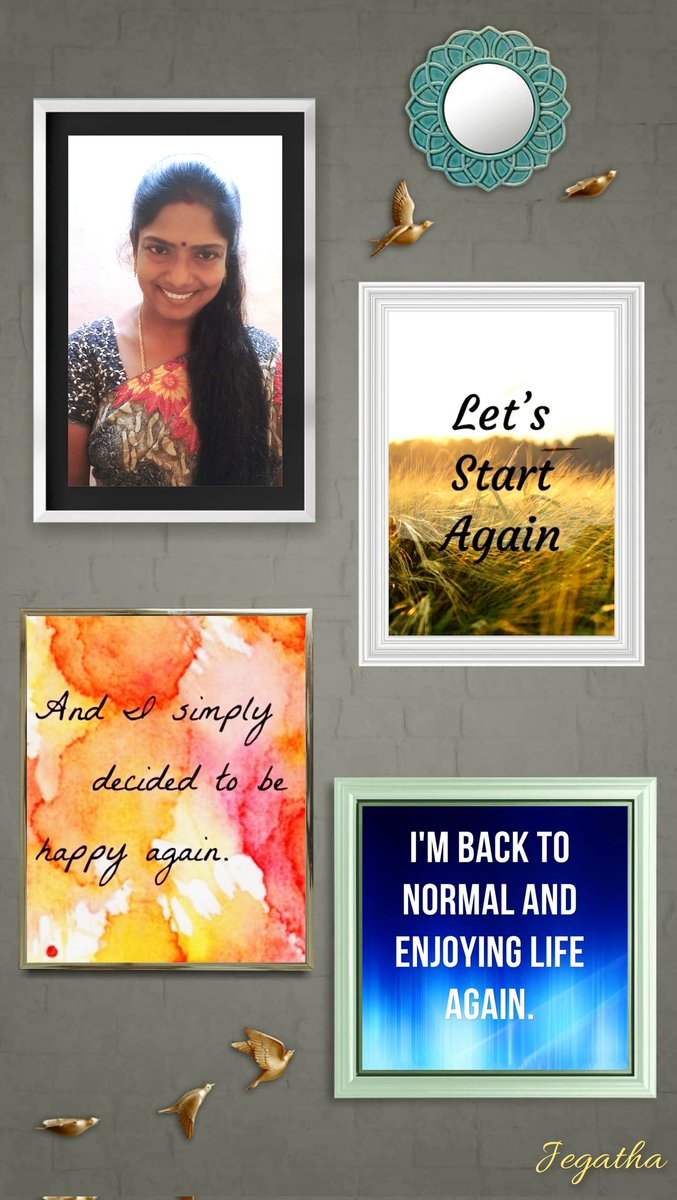 p_jegatha's tweet image. முடிந்து விட்டதென்று
முற்றுப்புள்ளி வைத்திருந்தேன்..
மீண்டும் புள்ளிகள் வைத்து..
இது முடிவல்ல..
ஆரம்பமென்கிறது காலம்!!

உலகத்தில் மிகவும்
மகிழ்ச்சியான விஷயம்..
புன்னகை!!
அதைவிட
மகிழ்ச்சியான விஷயம்..
அந்த புன்னகைக்கு..
காரணம் நாம் என்பது!!
#LetsStartAgain 😊👍
#GoodMorningEveryone