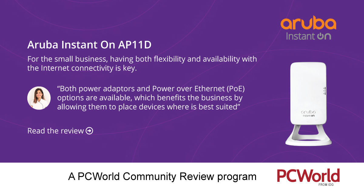 PCWorldAu's tweet photo. Flexibility and availability with the Internet connectivity is key to the modern small business. See the PCWorld community review on the Aruba Instant On AP11D access point tested by a dentist in a dental office. #aruba #arubaap11d #accesspoints 
https://t.co/5BMtmttvBT https://t.co/3bdeWdHBkM
