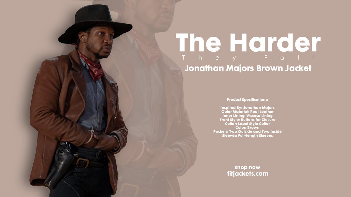 Jonathan Majors The Harder They Fall Nat Love Brown Leather Jacket. Click Here bit.ly/3xENPA9 #JonathanMajors #TheHarderTheyFall #NatLove #BrownLeatherJacket #LeatherJacket