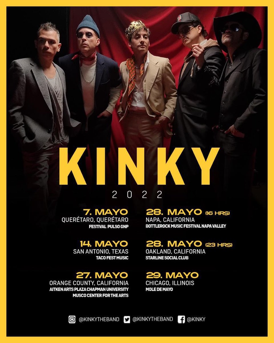 Another great show just announced 
Kinky
Saturday May 28th
At the Starline  Social Club in Oakland. 
Jaffeevents.com