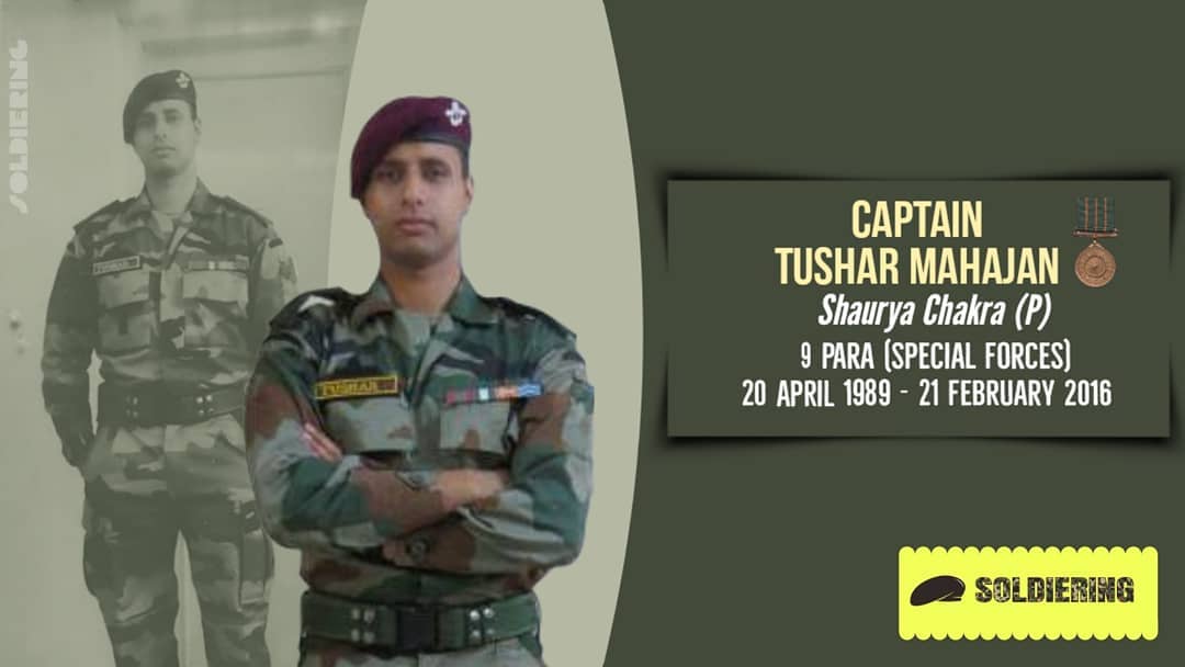 #Soldiering remembers #Braveheart Captain Tushar Mahajan, #ShauryaChakra (P) of 9 #Para (Special Forces) on his #birth anniversary today. The nation will never forget his bravery and sacrifice. #HonourAndRemember @atahasnain53