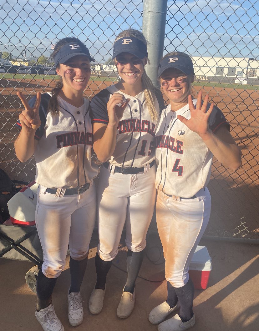 Great win over Chaparral today!  The fingers say it all…Reis got her 205th strikeout of the season! <a href="/reisbeuerlein/">Reis Beuerlein</a> <a href="/rebecca_merkes/">Rebecca Merkes</a> <a href="/FaithKroening/">Faith Kroening</a>