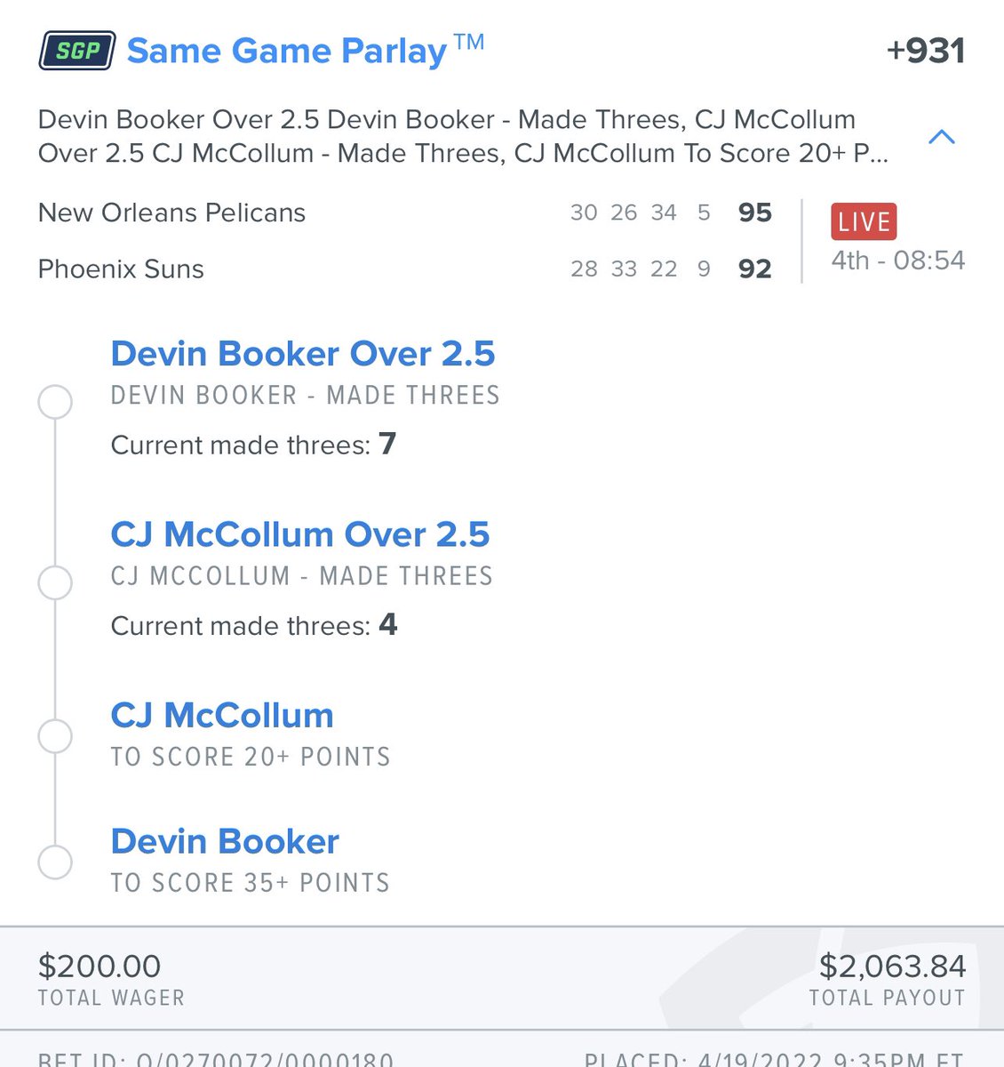 Worst bad beat of my life. Hope your tight hamstring feels better Devin. Lol 31 at half