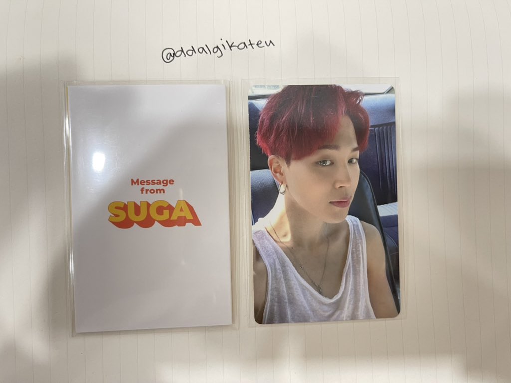 ddalgikateu's tweet photo. wts lfb ph #ddalgisells🍓 

✴︎ jimin pob suga message card

𓂋 jm 350 (nego) sg 80 (payo / 3days reserve)
𓂋 mod: gcash |  mod: sco jnt / jnt direct
𓂋 read loc b4 transacting ‼️

⌗ bts bangtan park jimin min yoongi butter mssg pc weverse pob https://t.co/Xlr93L8a0g
