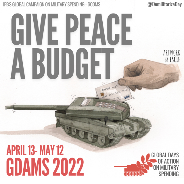 DisarmSecureNZ's tweet photo. This year's Global Days of Action on Military Spending urges governments around the world to #GivePeaceABudget
The proliferation of arms is a threat to international peace & security.
Support the reinvestment of resources in protecting people and planet 🌏
#GDAMS #DisarmNow https://t.co/gMRA720QDW