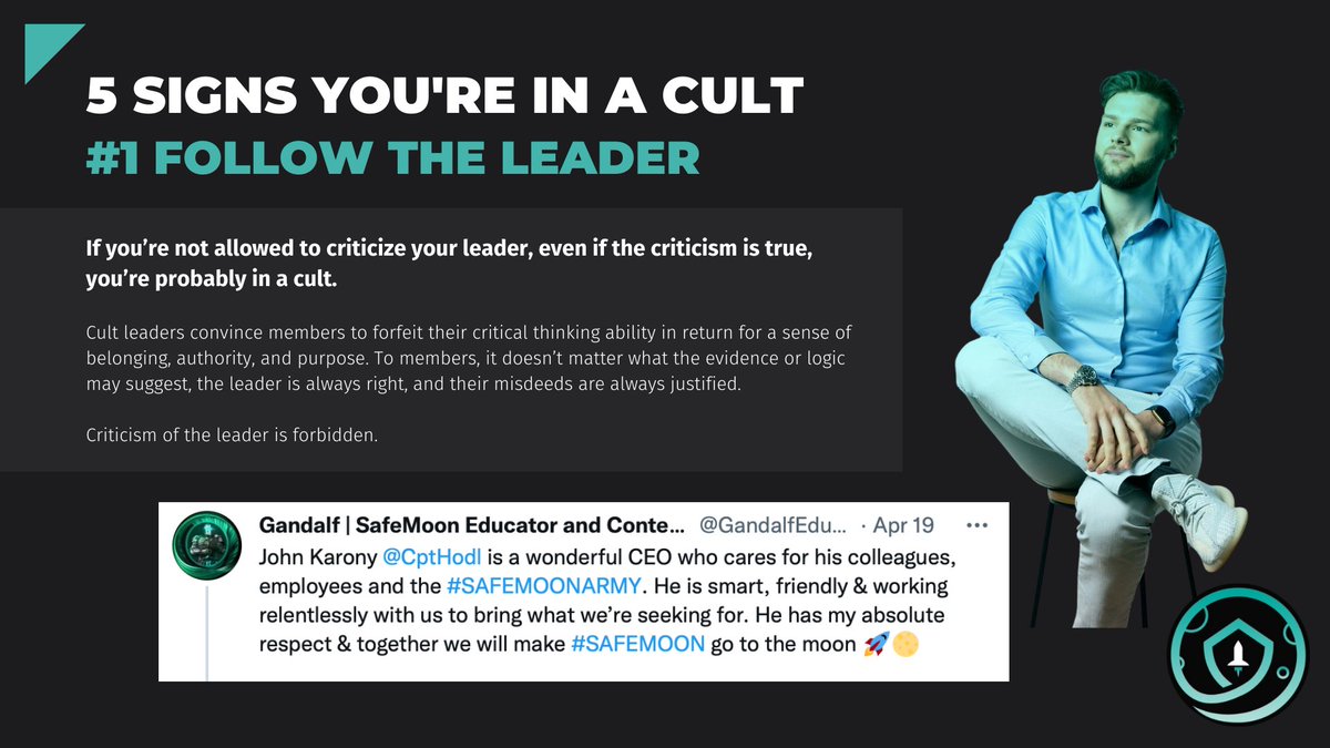 SafeMoonology's tweet photo. #1 SIGN YOU MIGHT BE IN A CULT

If you're not allowed to criticize the leader, even if the criticism is true, you're probably in a cult.

#safemoon #safemoonarmy #cult #karonybless https://t.co/RcCqPgboMY