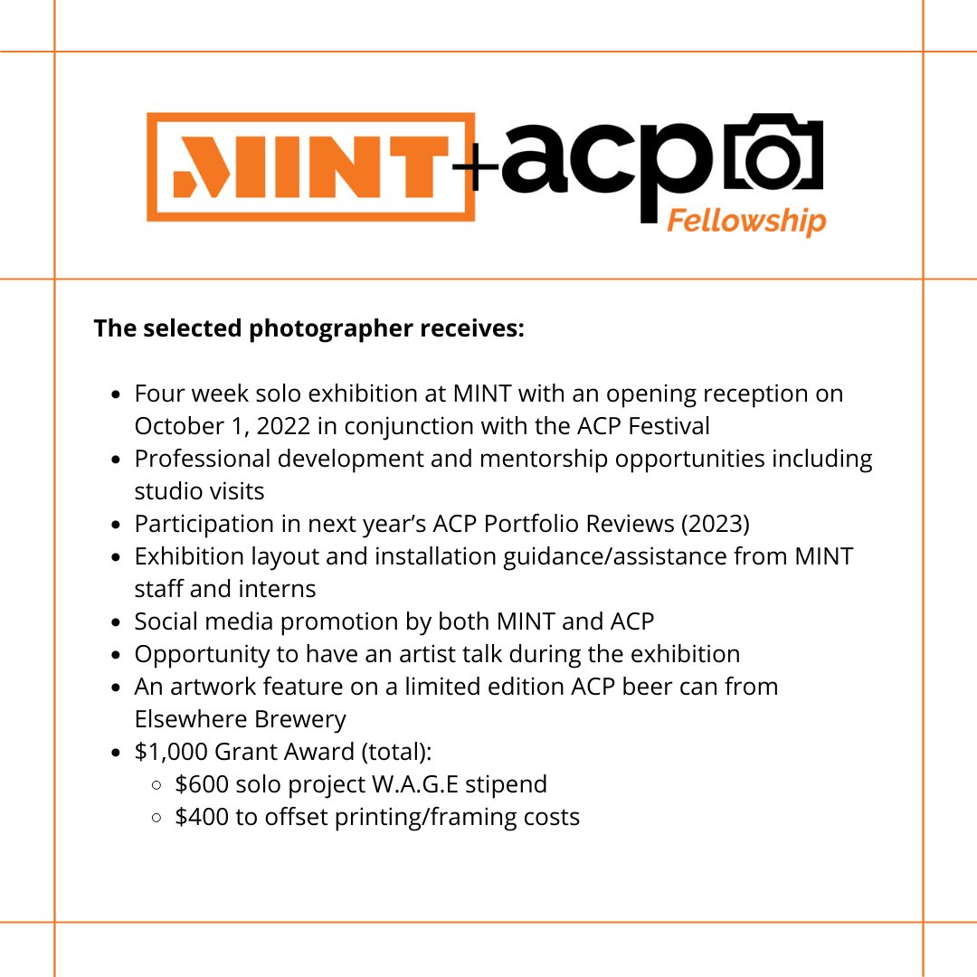 acpfest's tweet image. LAST DAY to enter the MINT + ACP Fellowship! 1 Atlanta-based emerging photographer will be selected by a jury for a four week solo exhibition at MINT, $1,000 stipend, and more!⁠

acpinfo.org/participate/20…

#acpfest #mintatl #callforphotography #atlantaartist #atlantaphotographer