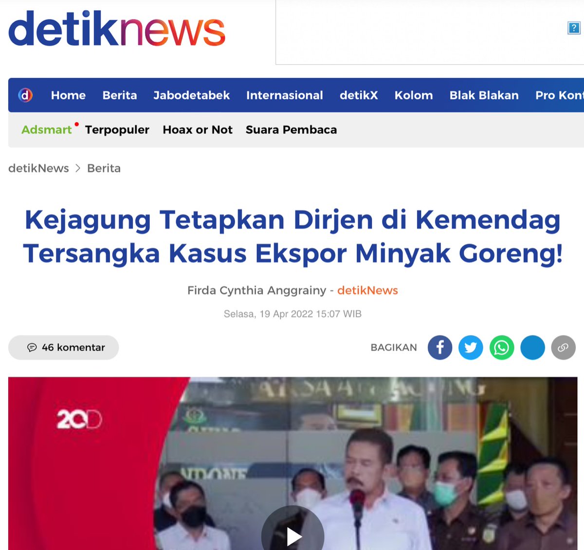 Veyza11's tweet photo. Akhirnya Kejagung menetapkan Dirjen di kemendag tersangka kasus ekspor minyak goreng
#KejaksaanTakPandangBulu https://t.co/Ts8lTPQWw1