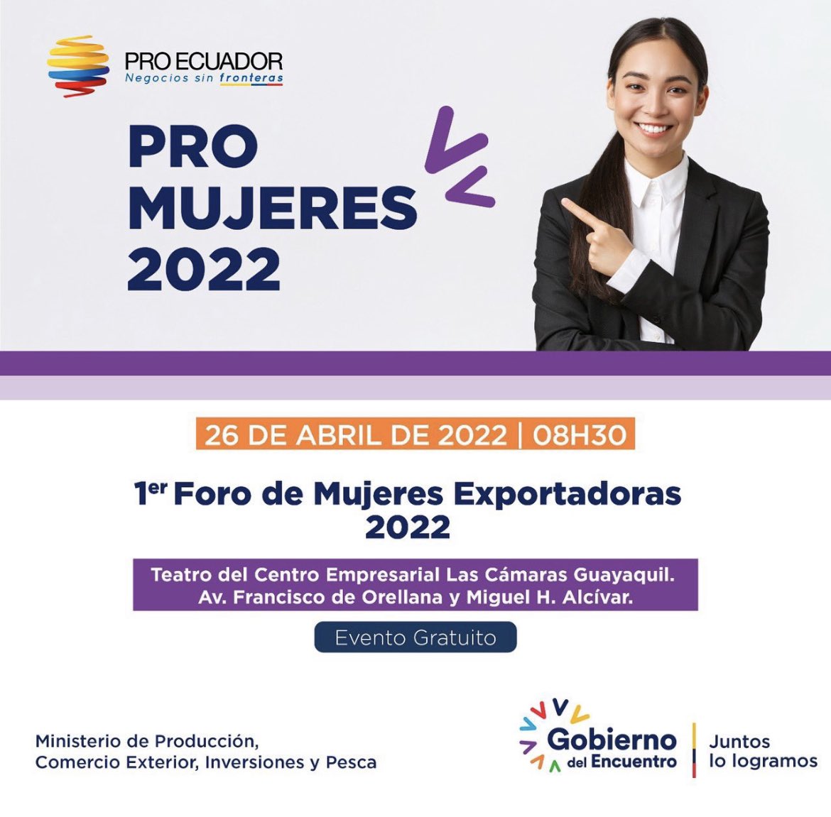 lorenakonanz's tweet photo. 🟣Los esperemos este martes 26 de abril en el 1er Foro de Mujeres Exportadoras! 
#PROMUJERES 

El objetivo será promover el empoderamiento económico de la mujer, fortaleciendo sus negocios con miras hacia la internacionalización. 
“Conectamos mujeres con el mundo de los negocios” https://t.co/0X4cvKj34V