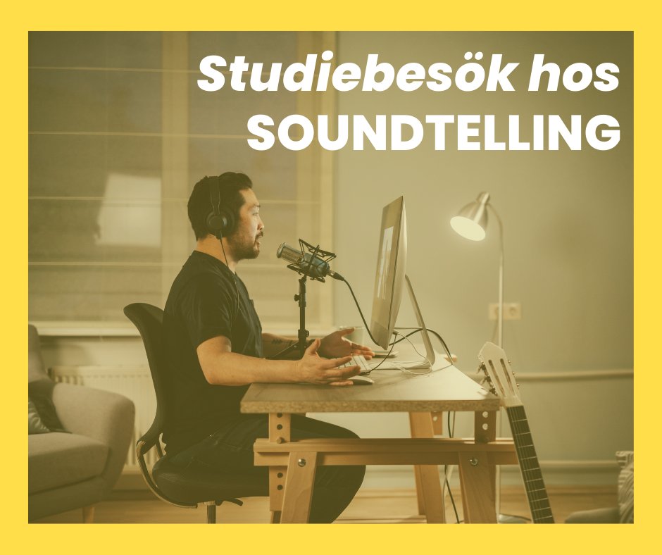 Välkomna till ett studiebesök hos podcastproducenten Soundtelling! Arrangerat av Ung Media Stockholm. 

📍 Valhallavägen 66, Stockholm (T-bana tekniska Högskolan)

⏰ Fredag 29 april klockan 15.00

👉 tinyurl.com/soundtelling