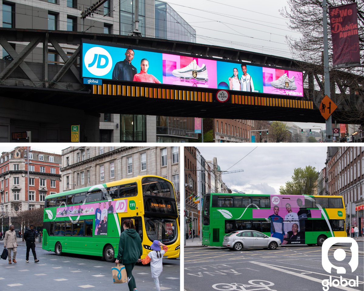 Mega impact campaign by @JDSportsIE !! On our digital bridge and bus formats, bound to catch your eyes 🚍👀 

#Digital #Bus #Outdoor 

This campaign was planned and bought by Posterplan.
