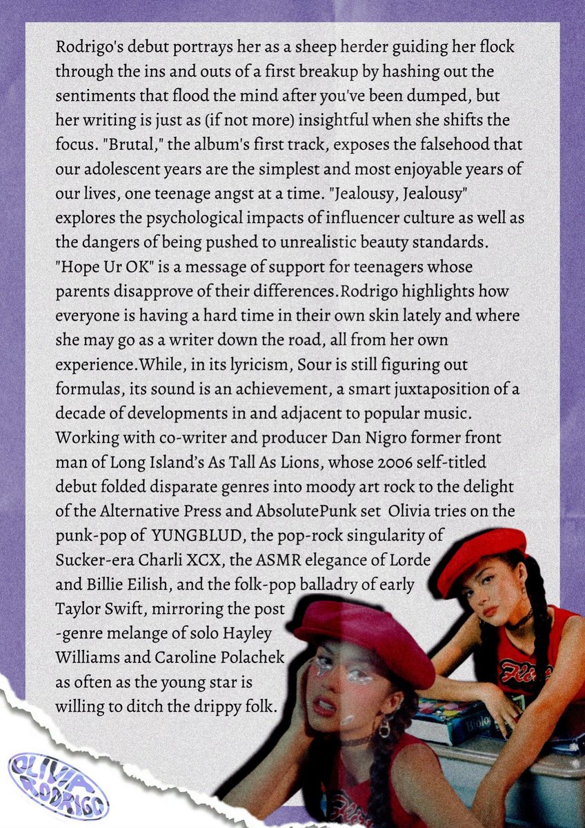 SSLGSEHS's tweet photo. And the GRAMMY for Best Pop Vocal Album goes to… 🏆
Here's a review of the “Sour” album by Olivia Rodrigo.
‘Good 4 U’ Olivia💜
#SSGSEHS #WisdomWednesday https://t.co/QvRKDVg6OK