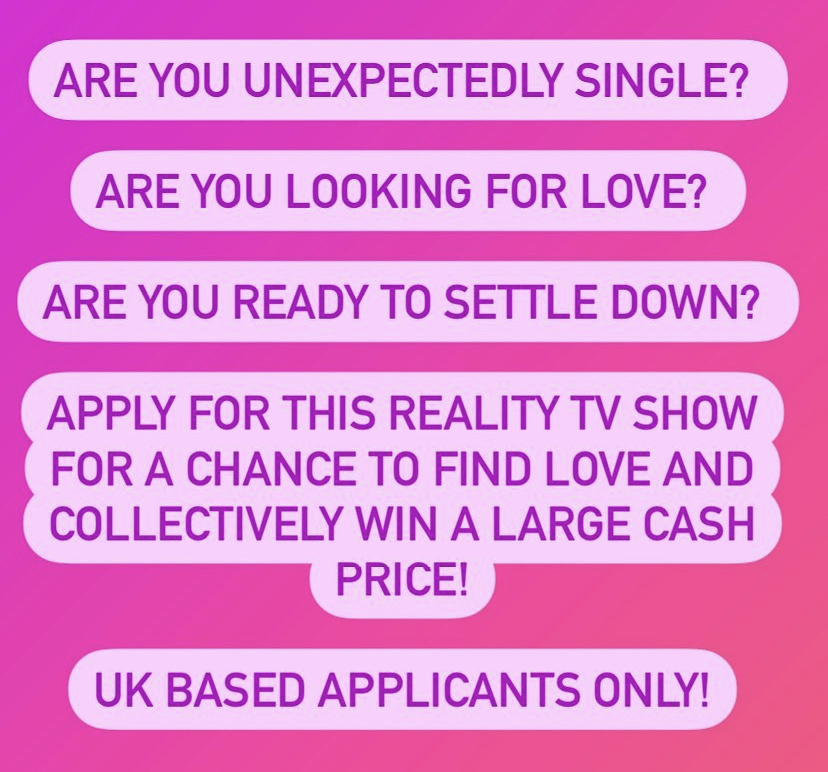 Are you in your mid 20s - mid 30s &amp; ready to find love? 
Apply via maddyhinton.com/pages/ayto 💜🌟💰