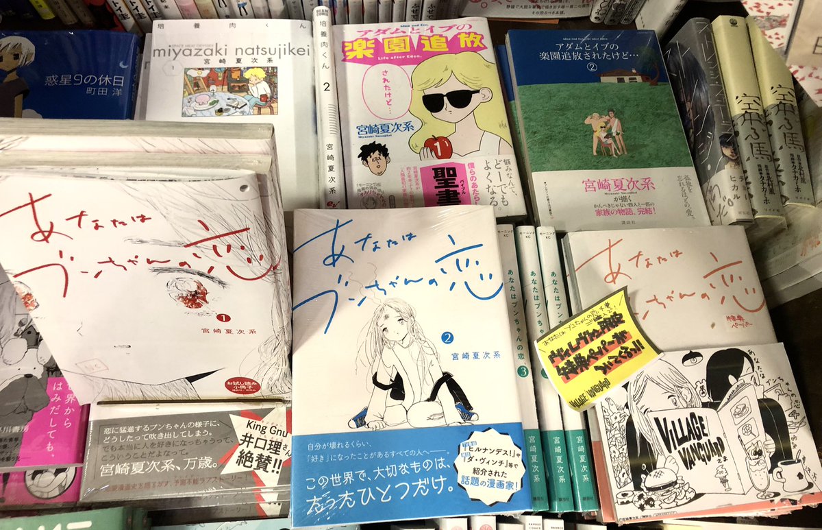 宮崎夏次系『あなたはブンちゃんの恋』最新4巻、高円寺ヴィレッジヴァンガードさんでは特典ペーパー付きでご展開いただいております。お近くの方はぜひ! 