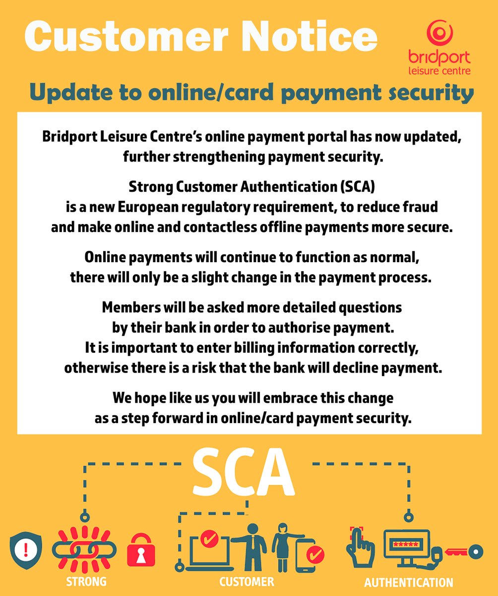 BridportLC's tweet image. #bridportleisurecentre #strongcustomerauthentication #paymentsecurity