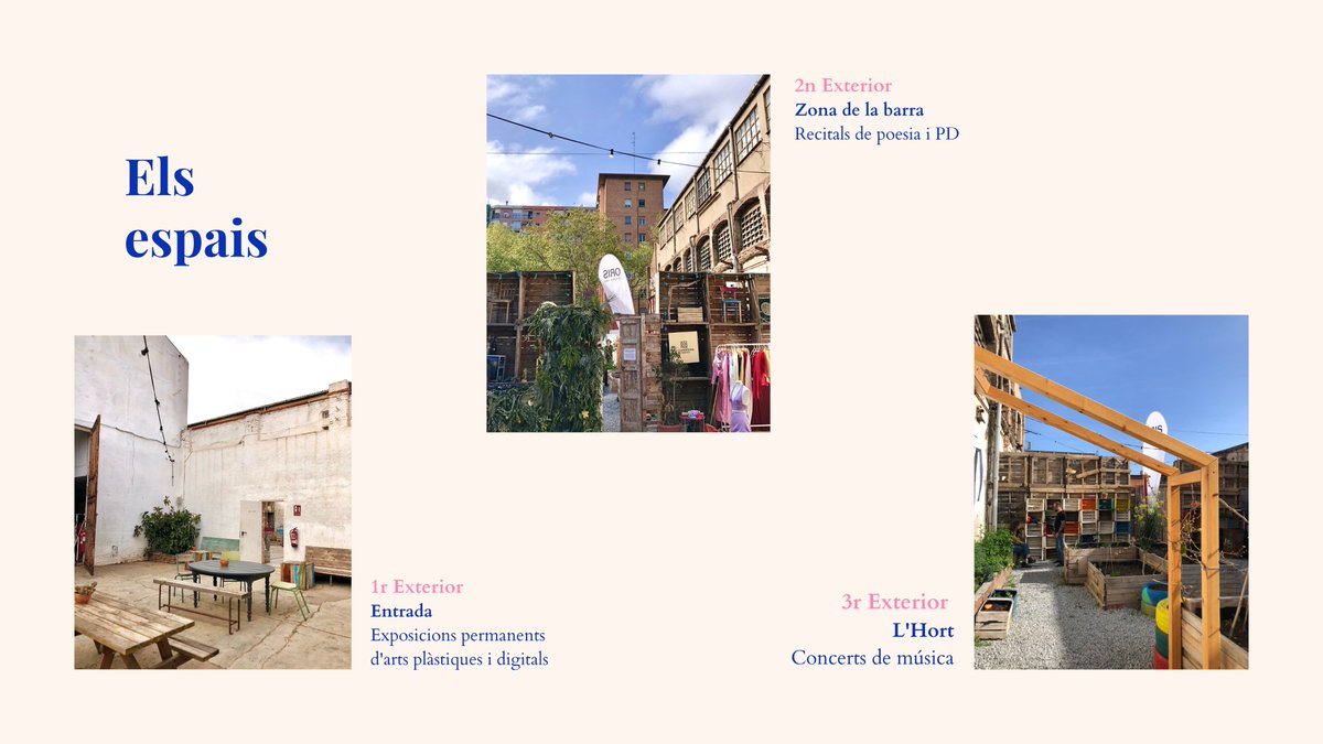 combartfestival's tweet photo. Us presentem els 3 espais on es durà a terme el Festival comBart💐
En cada espai podreu gaudir de diferents propostes artístiques! +info molt aviat, stay tuned❕
Per optar a participar omple el formulari d'inscripció!
Link a la bio
#comBart https://t.co/Xdqu8Td8Pv