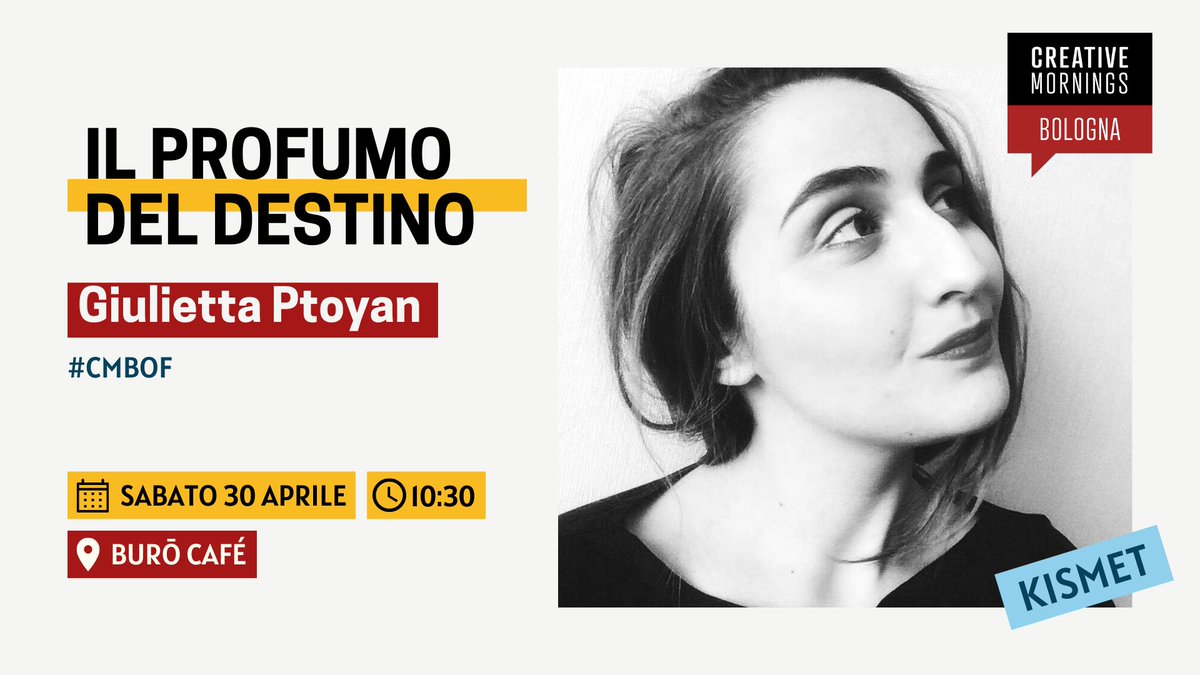 Ognuno di noi sente i profumi in maniera differente, si può dire che siamo predestinati ad un profumo specifico. Giulietta Ptoyan racconterà di come la sua vita si sia intrecciata con il campo della profumeria, portandola a Bologna. Biglietti: fb.me/e/1OO5l00z7