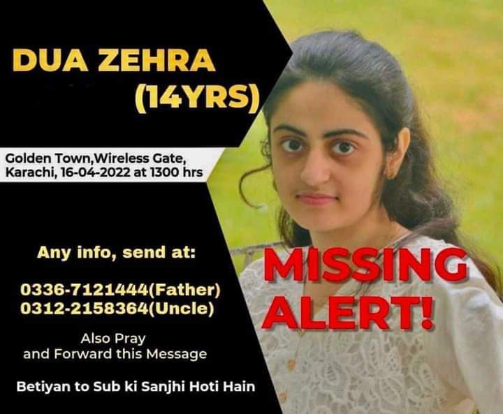 MJibranNasir's tweet photo. 5th Day today since #DuaZehra's disappearance. A girl steps down from her apartment on the 1st floor to dispose off 3 trash bags on the ground floor. She carries 2 bags in her hands towards the ground floor while the third is left in the apartment but she never returns for it... https://t.co/HUAp5q0bg1