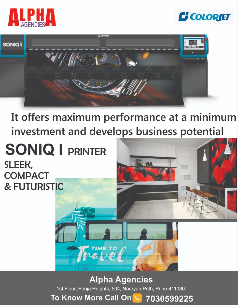 AgenciesAlpha's tweet photo. SONIQ i PRINER SLEEK , COMPACT, FUTURISTIC
It offers maximum performance in Minimum Investment and develops business potential. for best price please call on 7798082822 / 9595452103.
#flexprinting #solventprinter #EcoSolventPrinter #vinylprinting #Banner #Poster https://t.co/IG61PBHasz