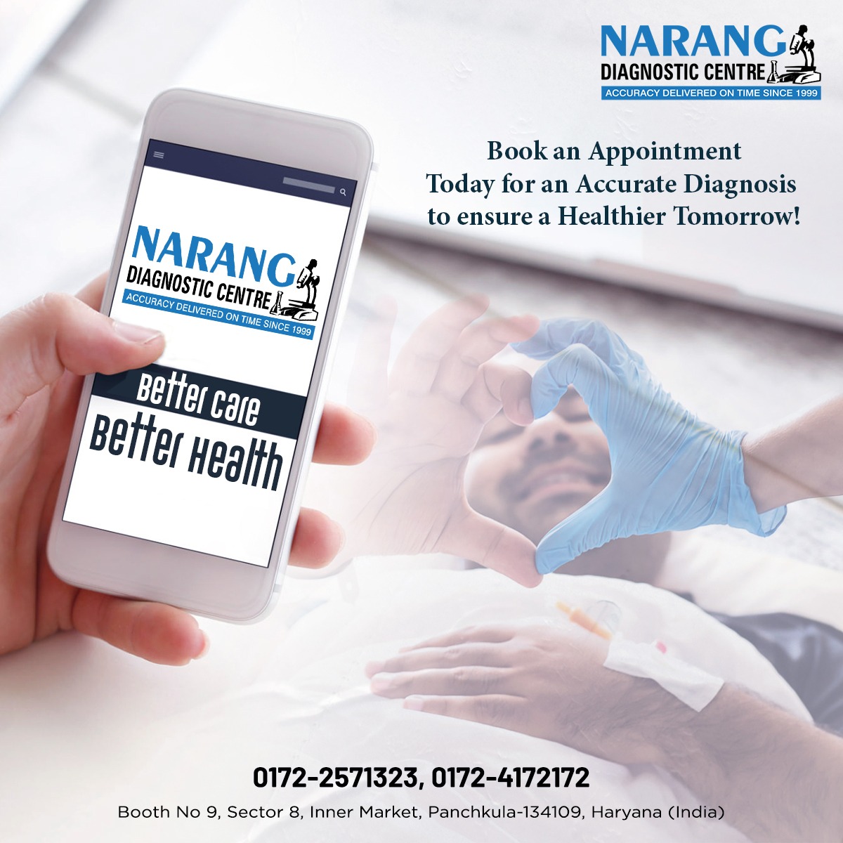 Book an appointment today at #𝗡𝗮𝗿𝗮𝗻𝗴𝗗𝗶𝗮𝗴𝗻𝗼𝘀𝘁𝗶𝗰𝗖𝗲𝗻𝘁𝗿𝗲 for an accurate diagnosis to ensure a healthier tomorrow!

Book Your Test Now!-- 0172-2571323 or 0172-4172172 

#Healthcheckups #Diagnosticcentre #Trusteddiagnosticcentre #Wholebodycheckup #Healthpackage