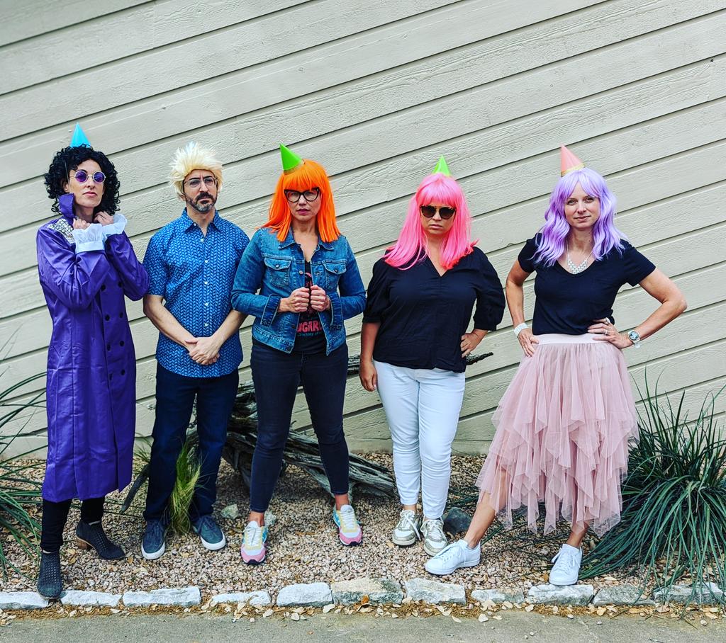 When you dial in to your team call but there's a knock at the door and it's your team and they're wearing wigs and party hats so you put on a wig too and they take you to birthday lunch and you have the best lunch ever with the best team ever. <a href="/delltech/">Dell Technologies</a>
