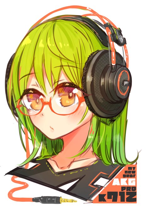 ヘッドホンキミドリさんちょっと加筆
あとメガネなし版も 