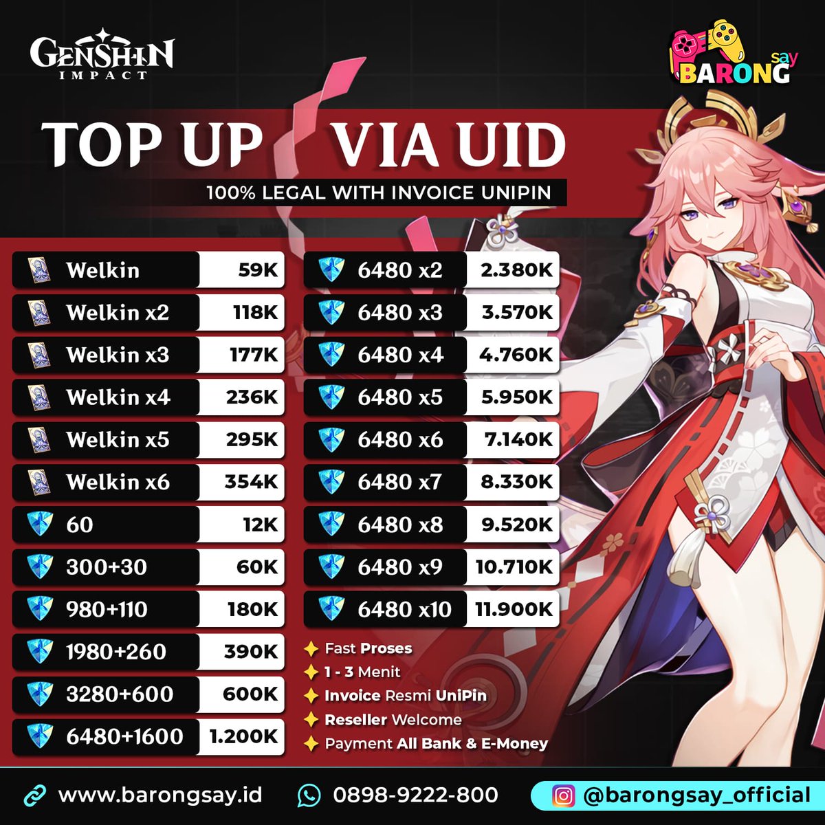 Top Up GENSHIN IMPACT Hanya UID+SERVER..!!! Tanpa harus Login.. Proses ...