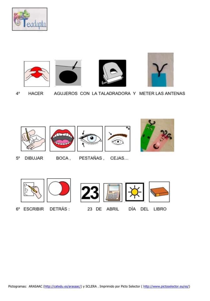 Teadapta's tweet photo. Se acerca el #Diadellibro , os dejamos esta manualidad secuenciada para hacer unos divertidos marcapáginas. Con #apoyovisual es más fácil.
Descárgala en https://t.co/22IeWt1HpH https://t.co/gz7rPwyI02