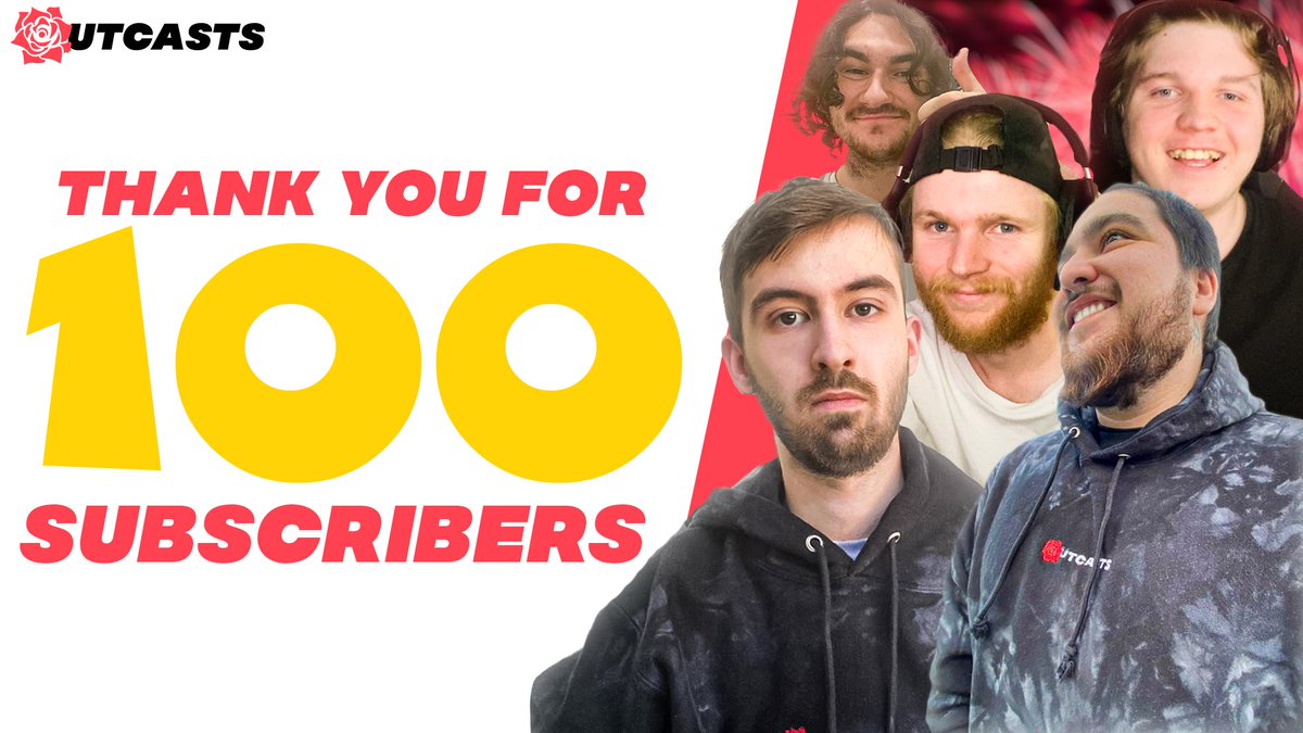 OutcastsLive's tweet image. MILESTONE REACHED! 🎉

Thank you all for 100 Subscribers!