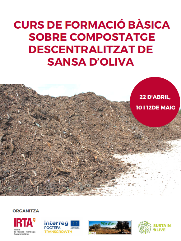 PTransgrowth's tweet photo. Des del projecte Transgrowth i amb col·laboració amb l'IRTA estem gestionat un curs gratuït de formació bàsica sobre el compostatge descentralitzat de la sansa d'oliva. 
Inscripcions: https://t.co/mVPRuF1zVz
📅 dies 22 d'abril, 10 i 12 de maig de 2022

📌IRTA Torre Marimon https://t.co/QAp7S2yLQM