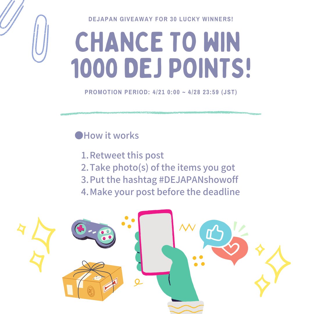 DEJAPAN_Global's tweet photo. Hi DEJAPAN Fans!

DEJAPAN is running a special raffle event!!!
We are excited to see everyone showoff their items :)

Don't forget to put the hashtag: #DEJAPANshowoff https://t.co/oztUWCTO8R