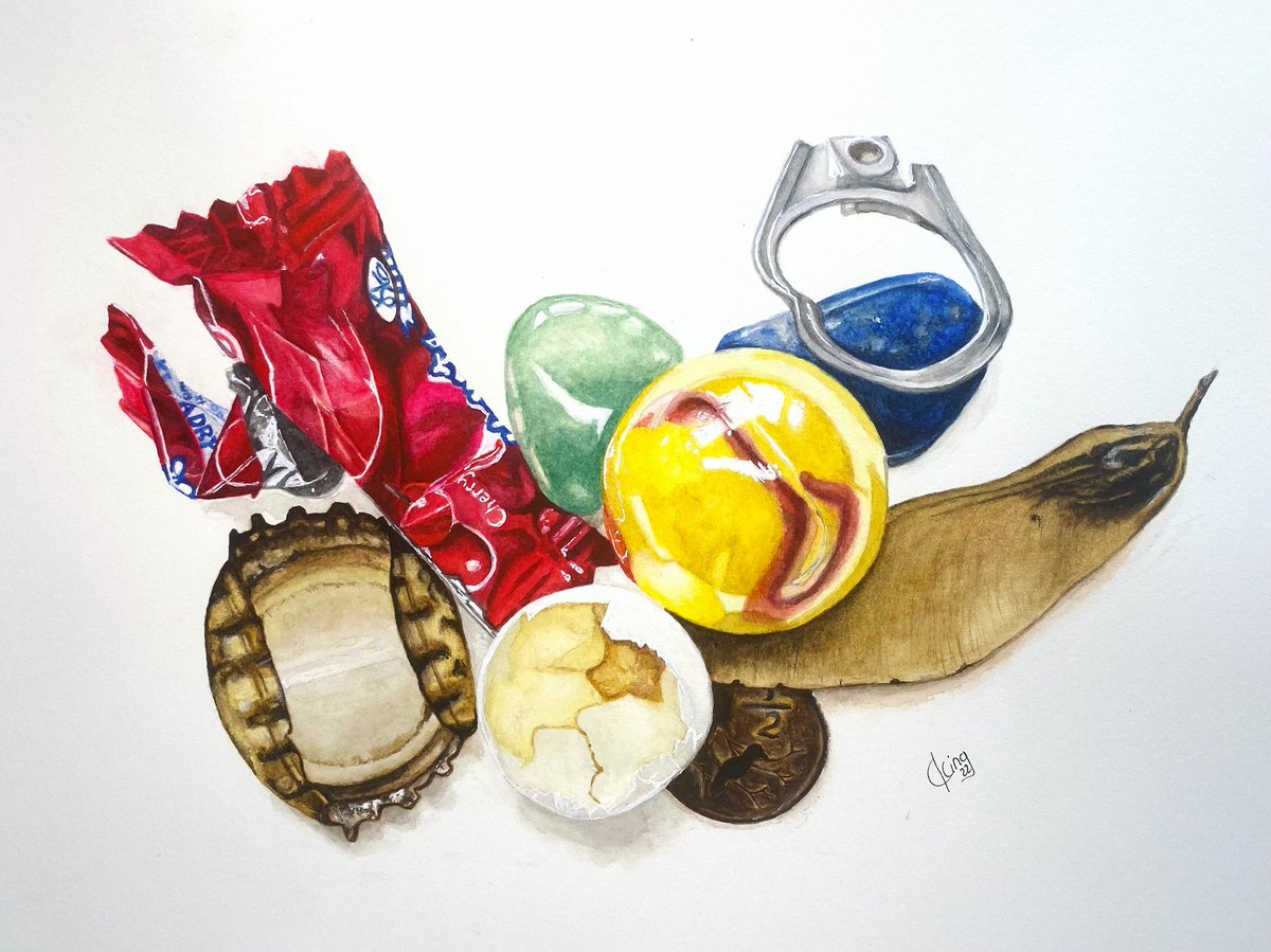 CLeeK23's tweet photo. “Little boy’s treasures” #watercolorart #art #artist #artwatercolor #artistsontwitter #artwork #painting #paintingoftheday #beginner #treasure #watercolor #PortfolioDay #paint #realistic https://t.co/FT6dJdRzTD